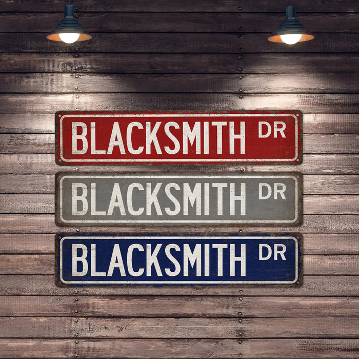 Blacksmith Street Sign Metal Worker Steel Iron Forge Fabrication Farrier