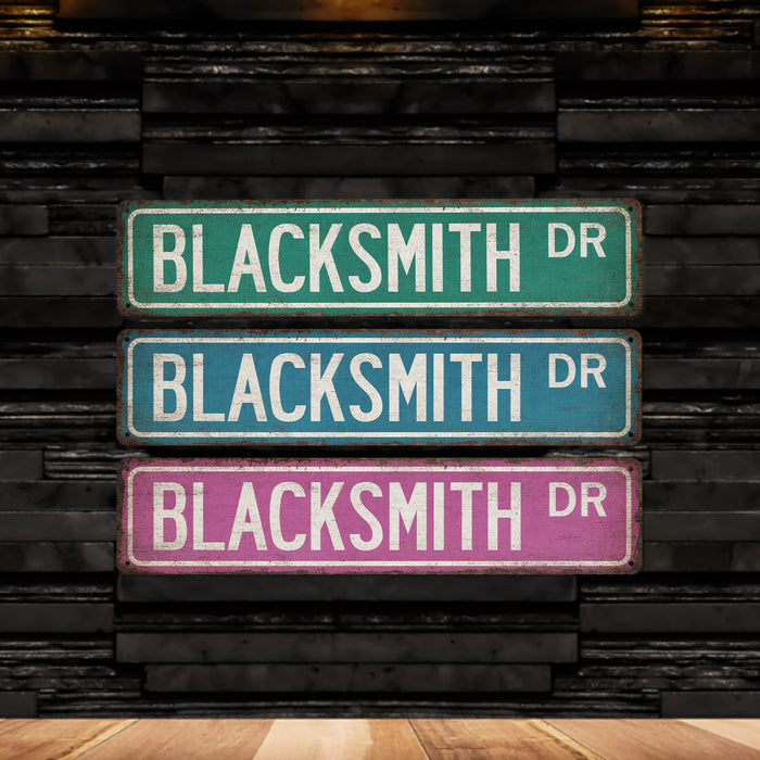 Blacksmith Street Sign Metal Worker Steel Iron Forge Fabrication Farrier