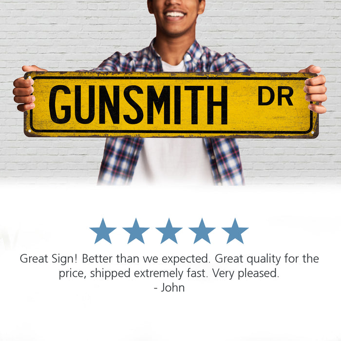 Gunsmith Street Sign Second Amendment Gun Club Man Cave Decor Ammo
