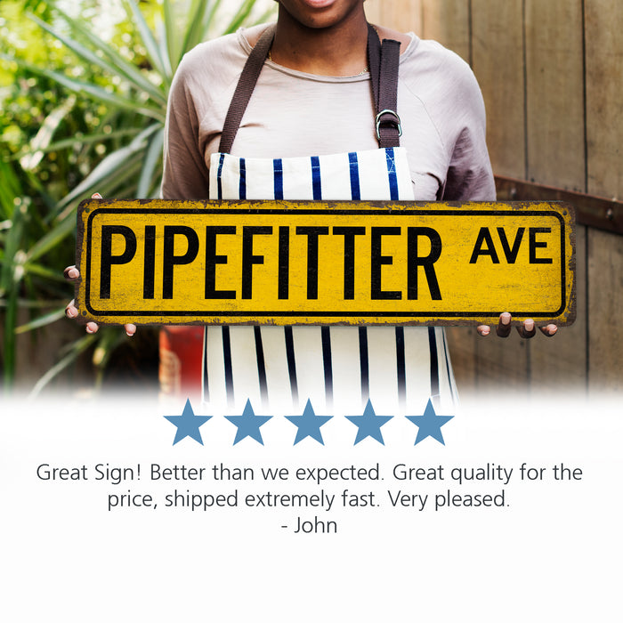 Pipefitter Street Sign Plumbing Industrial Decor Construction Man Cave 104180021005