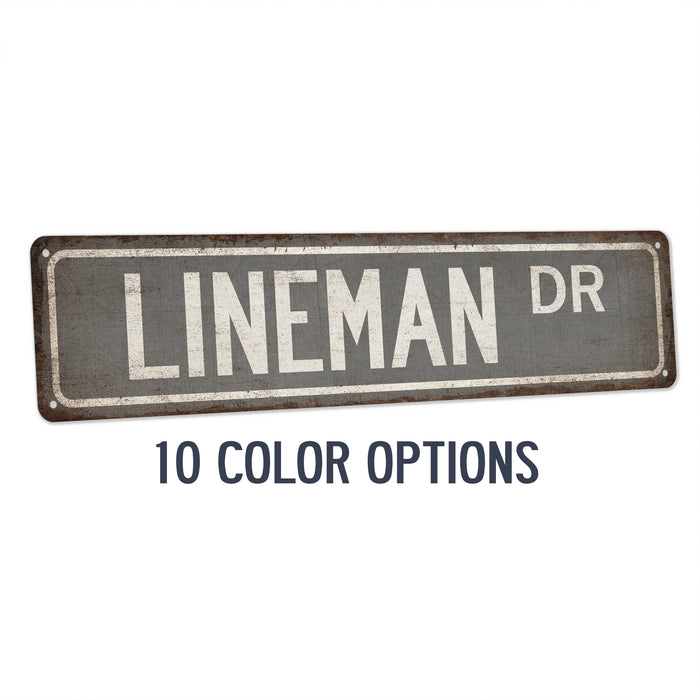 Lineman Street Sign Electrical Worker Electrician Construction Electricity