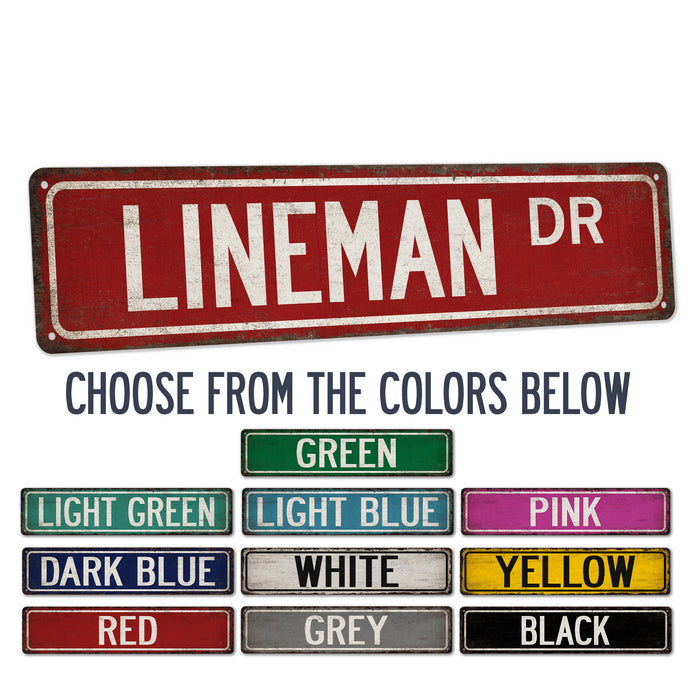 Lineman Street Sign Electrical Worker Electrician Construction Electricity