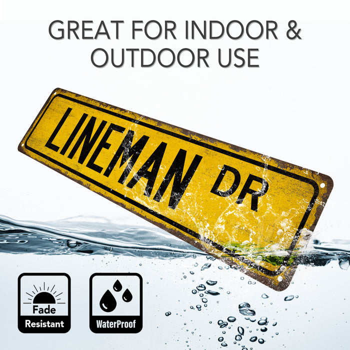 Lineman Street Sign Electrical Worker Electrician Construction Electricity