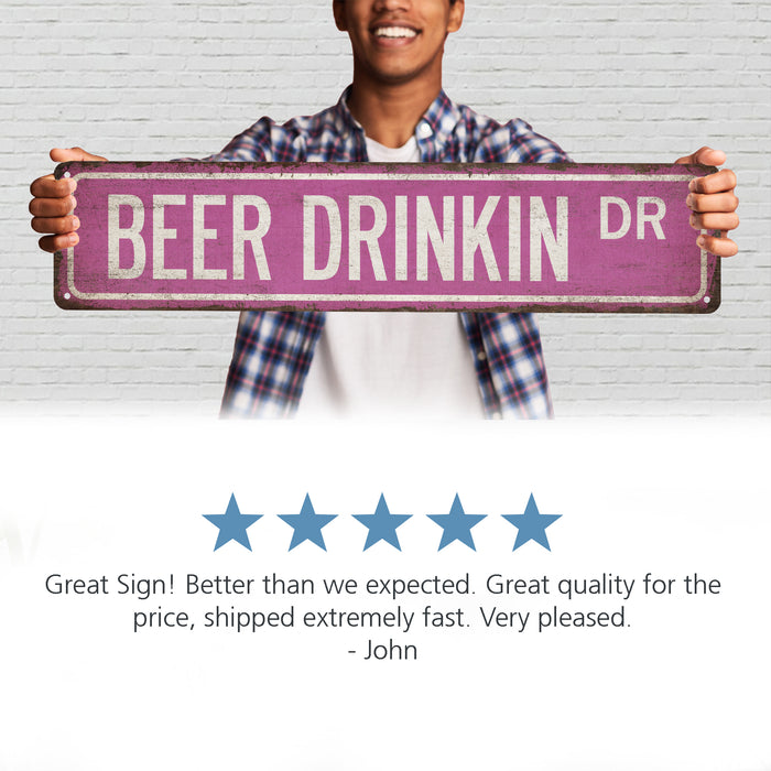 Beer Drinking Street Sign Man Cave Decor Beer Sign Home Bar Lounge Pub