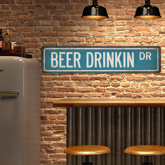 Beer Drinking Street Sign Man Cave Decor Beer Sign Home Bar Lounge Pub