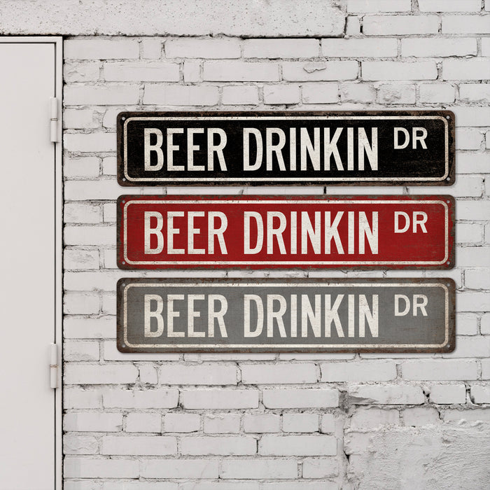 Beer Drinking Street Sign Man Cave Decor Beer Sign Home Bar Lounge Pub