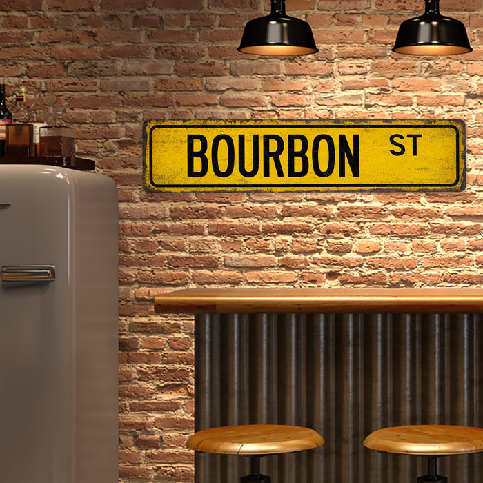 Bourbon Street Sign Man Cave Decor Home Bar Sign Whiskey Wall Art Pub Lounge