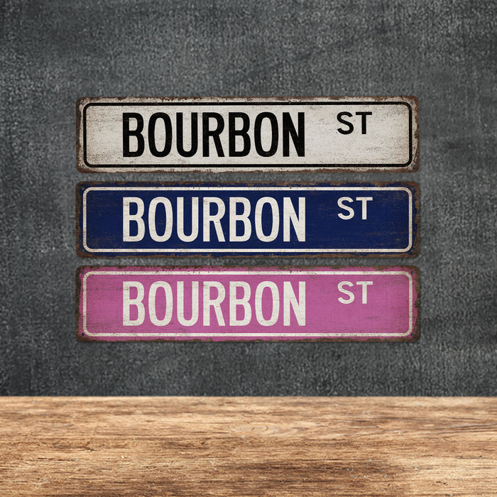 Bourbon Street Sign Man Cave Decor Home Bar Sign Whiskey Wall Art Pub Lounge