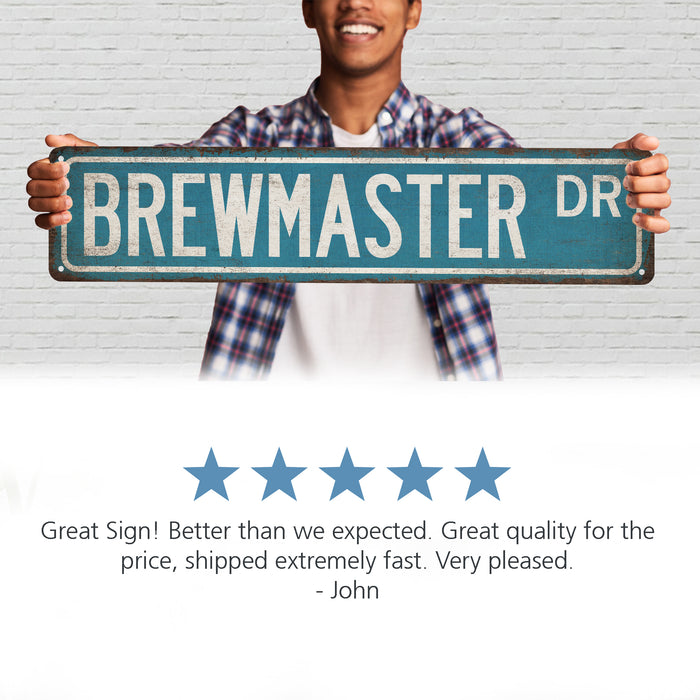 Brewmaster Street Sign Man Cave Decor Craft Beer Sign Home Bar Pub Brewery