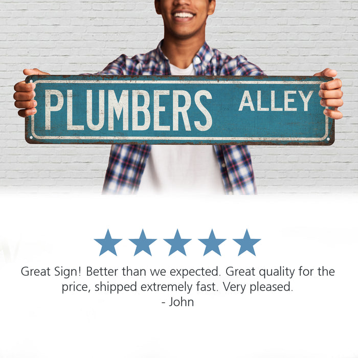 Plumber Street Sign Industrial Decor Plumbers Union Man Cave Wall Art Pipefitter 104180021025