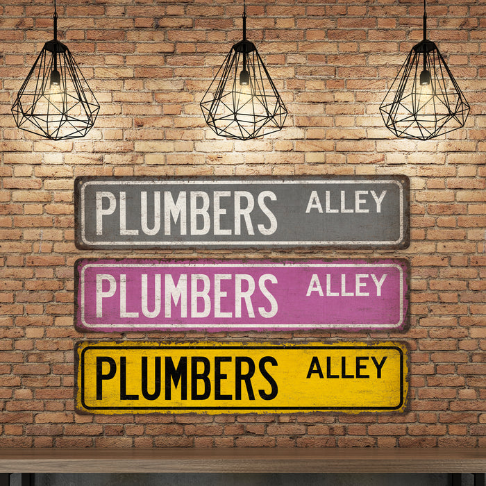 Plumber Street Sign Industrial Decor Plumbers Union Man Cave Wall Art Pipefitter 104180021025
