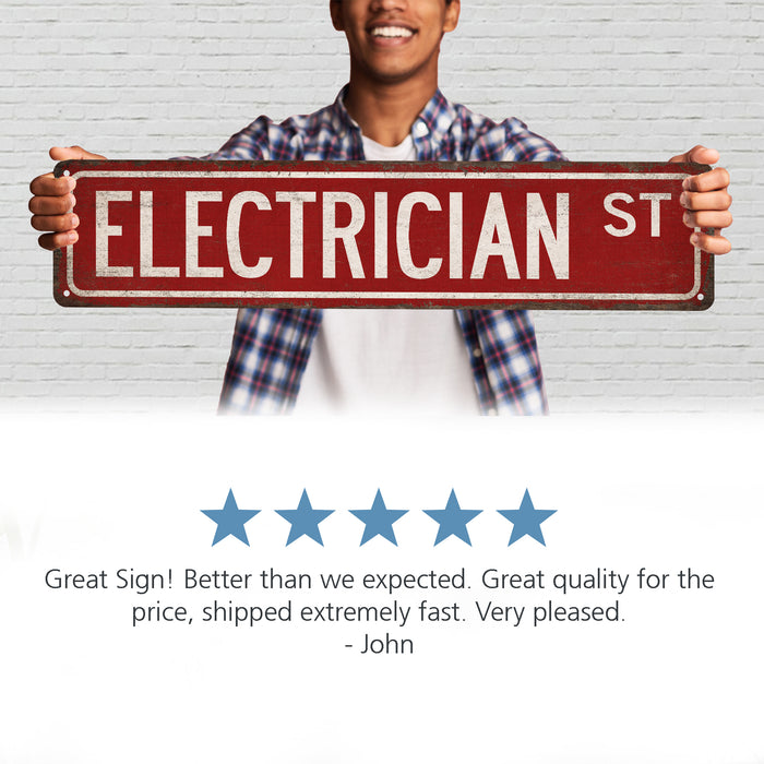 Electrician Street Sign Industrial Electric Union Electrical Engineer Man Cave Decor