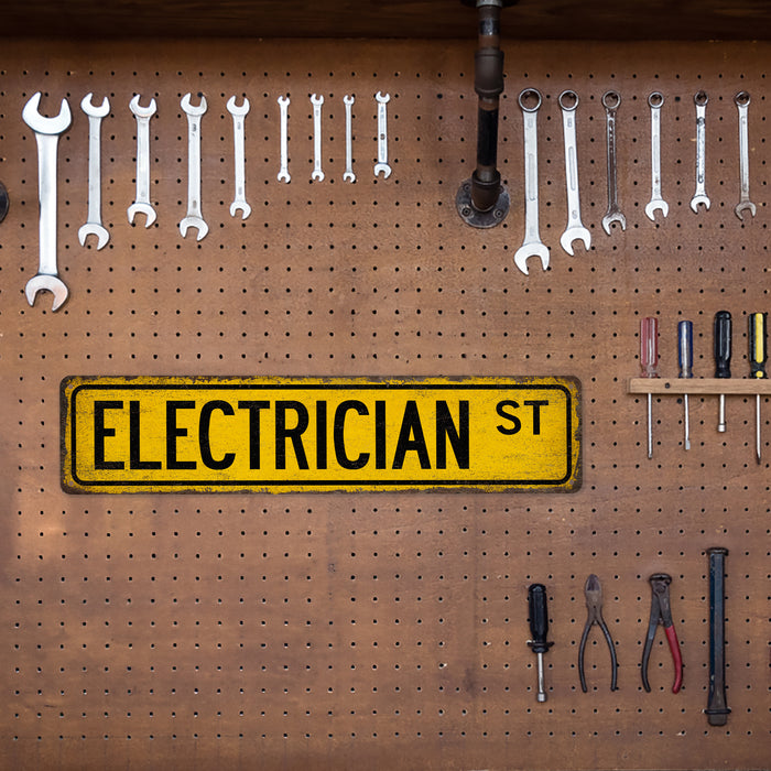 Electrician Street Sign Industrial Electric Union Electrical Engineer Man Cave Decor