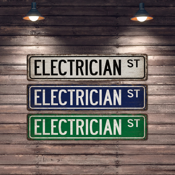 Electrician Street Sign Industrial Electric Union Electrical Engineer Man Cave Decor