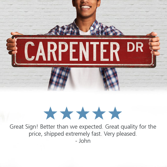 Carpenter Street Sign Wood Shop Decor Garage Wall Art Woodworking Man Cave