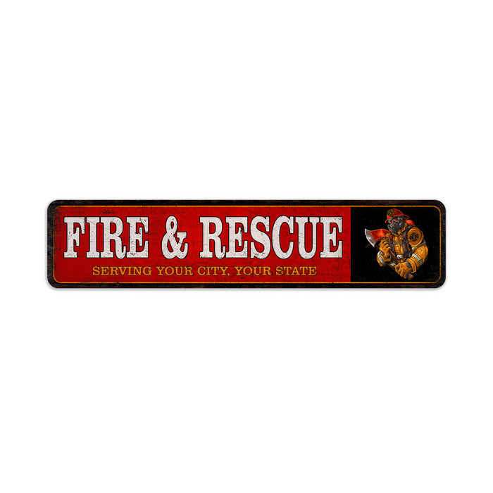 Personalized Fire & Rescue Sign Fire Station Decor Firemen 104182002069