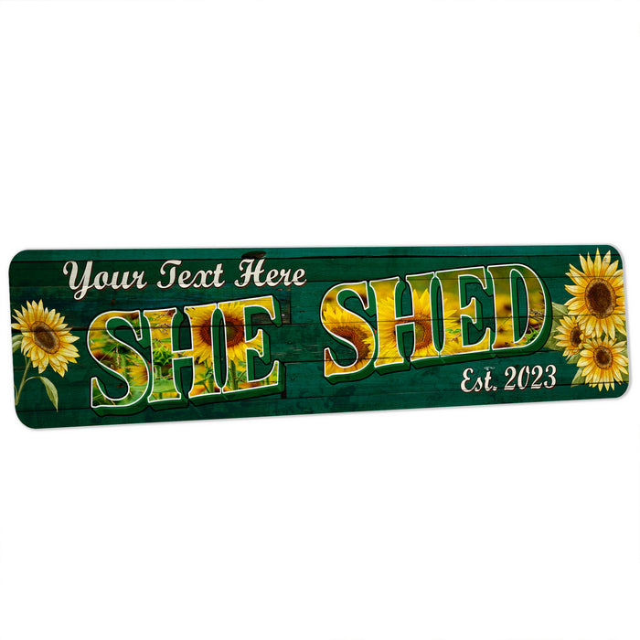 Custom She Shed Sign Sunflower Green
