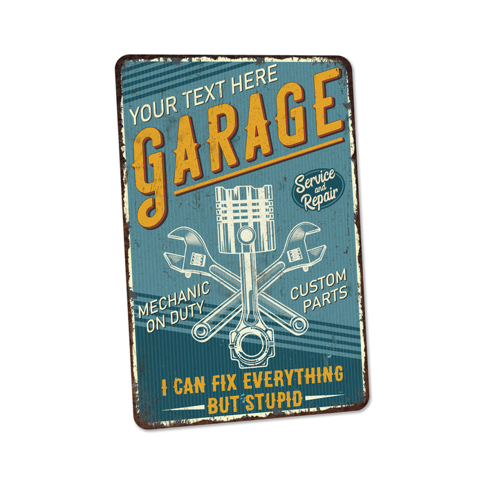Garage Sign Custom Name Man Cave Gift for Men Metal Sign Workshop Mechanic Classic Car