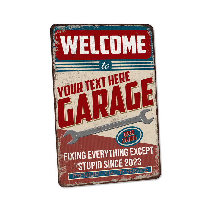 Garage Sign Custom Name Man Cave Gift for Men Workshop Mechanic Metal Sign