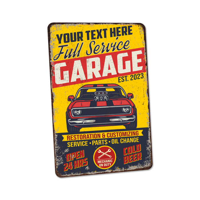 Garage Sign Custom Name Man Cave Gift for Men Workshop Mechanic Metal Sign