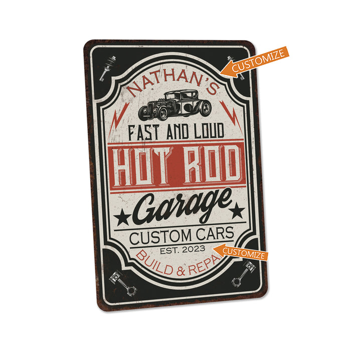 Garage Sign Custom Name Man Cave Gift for Men Workshop Mechanic Metal Sign