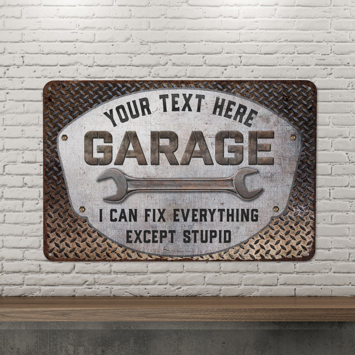 Custom Garage Sign Wrench Man Cave Gift for Men Metal Sign Auto
