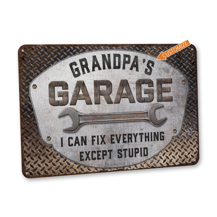 Custom Garage Sign Wrench Man Cave Gift for Men Metal Sign Auto