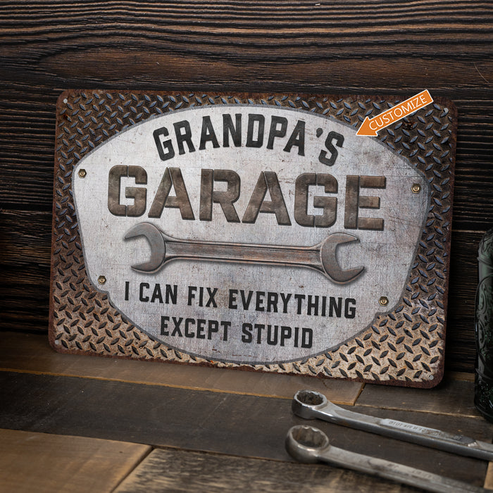 Custom Garage Sign Wrench Man Cave Gift for Men Metal Sign Auto