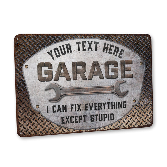Custom Garage Sign Wrench Man Cave Gift for Men Metal Sign Auto