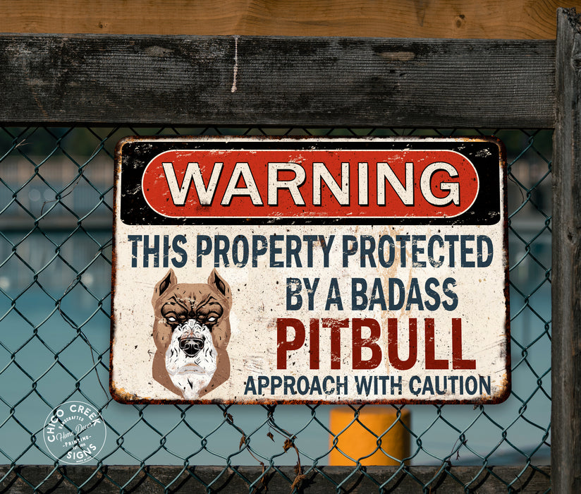 Warning Pit Bull Sign Pet Dog Funny Puppy Doggo Pupper Gift 108122001069