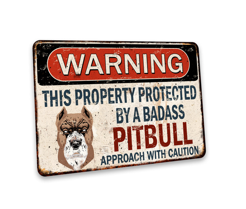 Warning Pit Bull Sign Pet Dog Funny Puppy Doggo Pupper Gift 108122001069