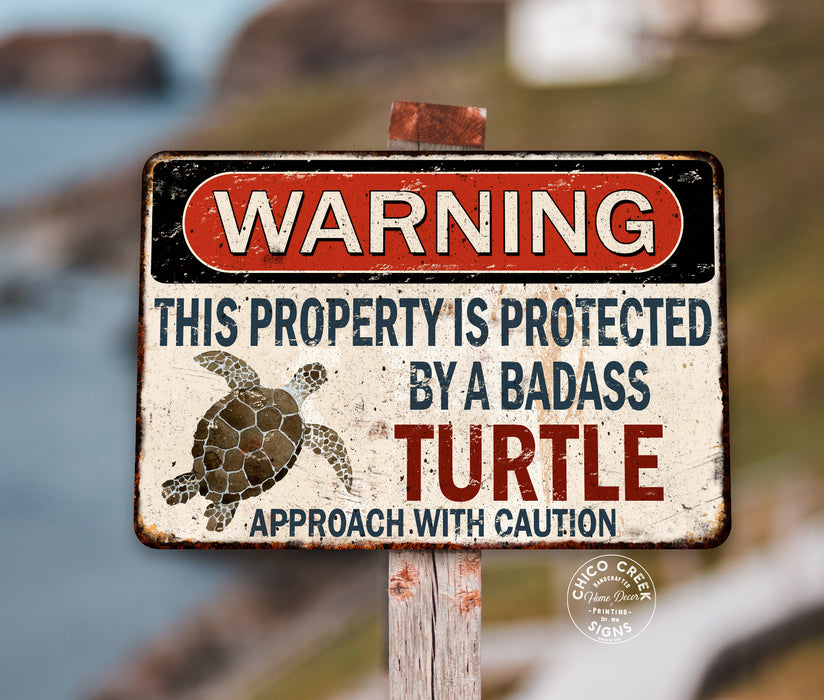Warning Pet Turtle Sign Funny Rustic Pet Decor Tortoise Reptiles 108122001072