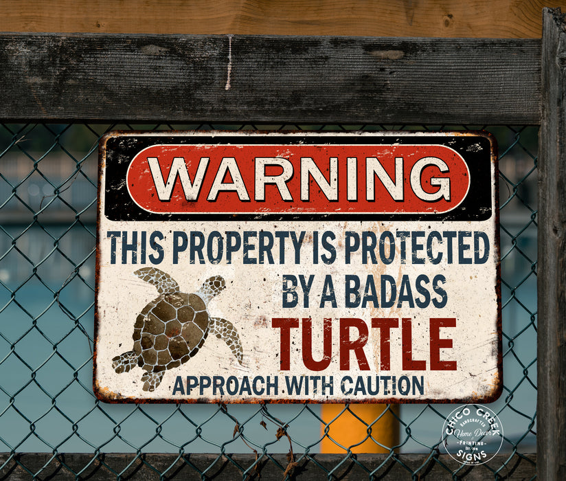 Warning Pet Turtle Sign Funny Rustic Pet Decor Tortoise Reptiles 108122001072