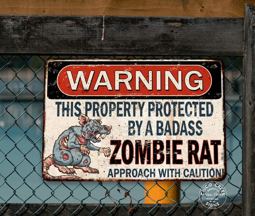 Warning Pet Rat Sign Zombie Rat Funny Rustic Pet Decor Mouse Mice 108122001073