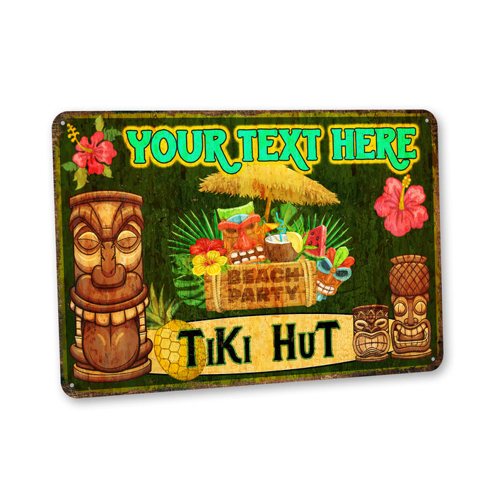Tiki Hut Sign Beach House Backyard Bar Sign Barbecue Pool Décor Tropical Theme Paradise 108122002047