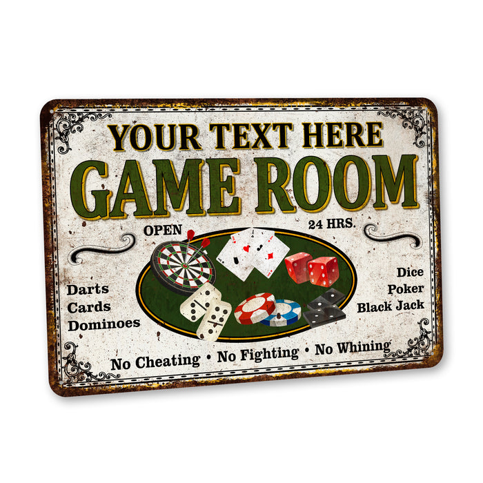 Personalized Game Room Sign Family Room Decor Poker Darts Dice Dominoes Cards 108122002058