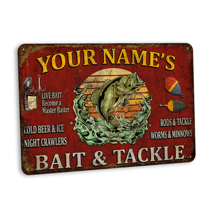 Custom Bait & Tackle Sign Fishing Decor Bait Shop Man Cave Bass Trout
