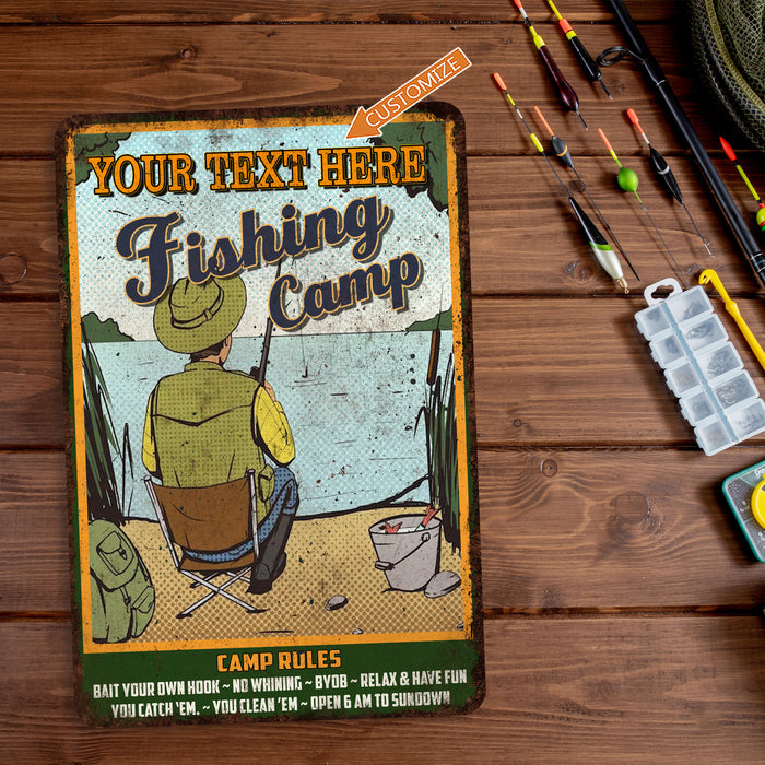 Personalized Fishing Camp Sign Fishing Gift Bait & Tackle Lures Fishing Pole 108122002079