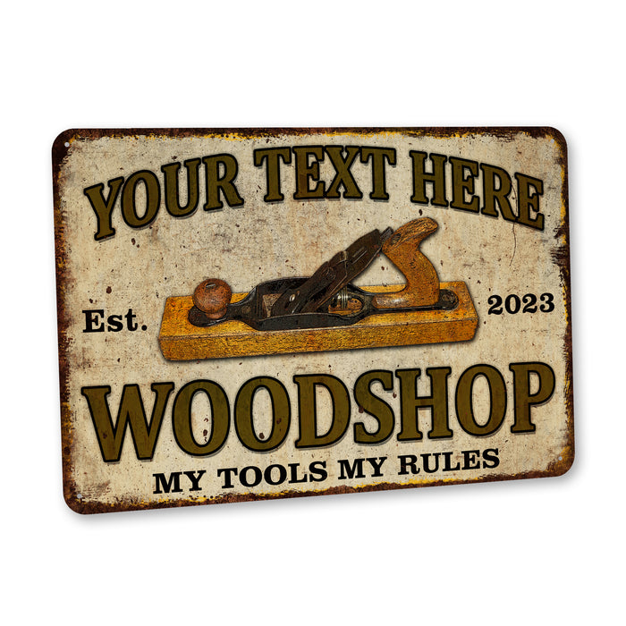 Personalized Woodshop Sign Carpentry Decor Garage Workshop My Tools My Rules 108122002085