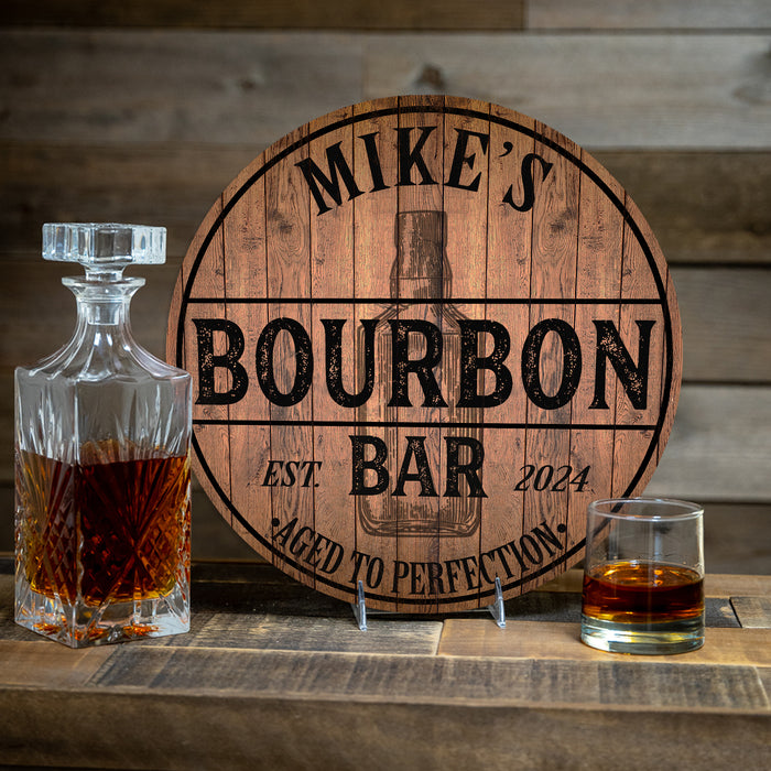 Personalized Bourbon Bar Wood Sign