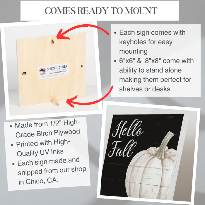 Hello Fall (Black) Wood Sign - Fall Decor