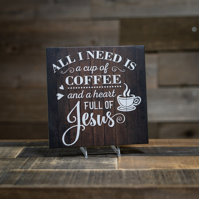 Coffee and Jesus Rustic Looking Inspiration Faith Wood Sign Wall Decor Wood Sign