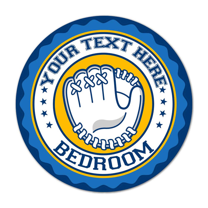 Personalized Baseball Glove Bedroom 14" Round Metal Sign Boys Room 100140029001