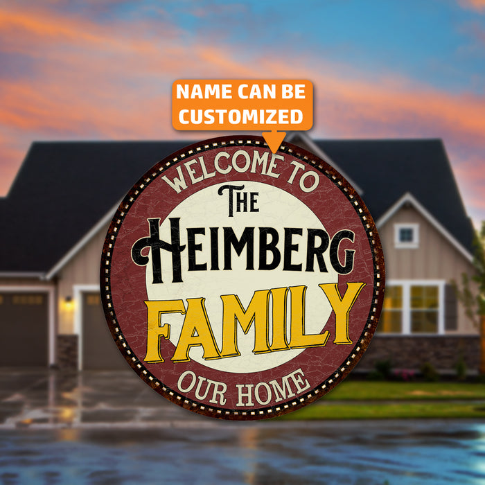 Personalized Family Name Round Metal Sign Kitchen Family Room Game Room Decor 100140038001