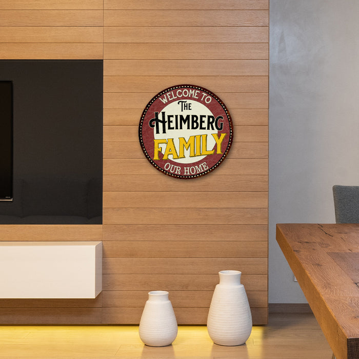 Personalized Family Name Round Metal Sign Kitchen Family Room Game Room Decor 100140038001
