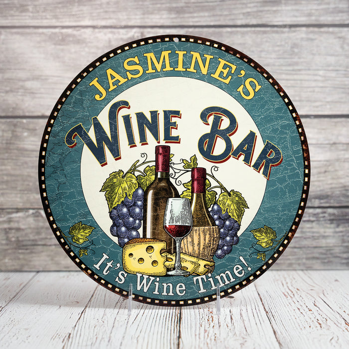 Personalized Wine Bar 14" Round Metal Sign Wall Decor 100140043001