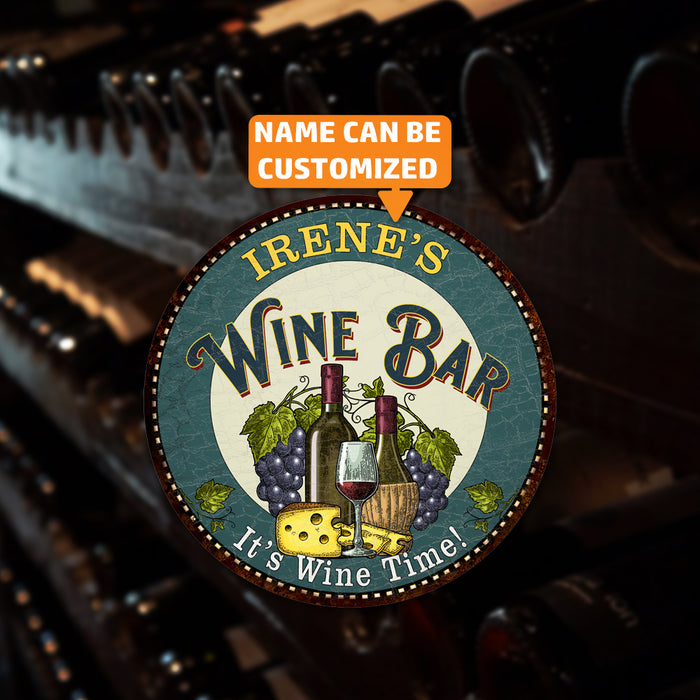 Personalized Wine Bar 14" Round Metal Sign Wall Decor 100140043001