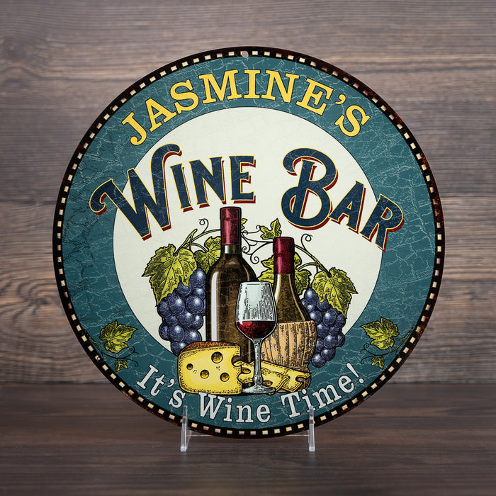Personalized Wine Bar 14" Round Metal Sign Wall Decor 100140043001