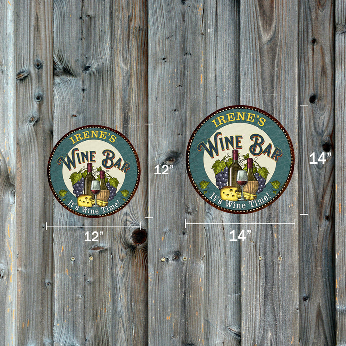 Personalized Wine Bar 14" Round Metal Sign Wall Decor 100140043001