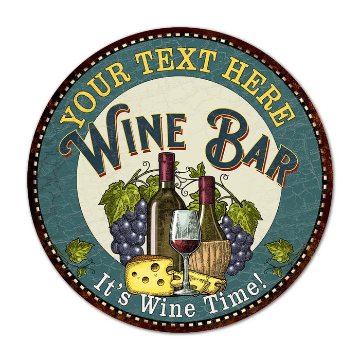 Personalized Wine Bar 14" Round Metal Sign Wall Decor 100140043001